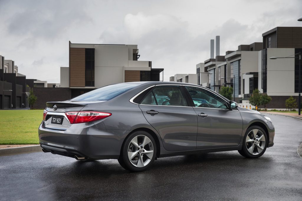 The 2015 Toyota Camry Atara SL with optional 18-inch wheels. The 2015 Toyota Camry Atara SL with optional 18-inch wheels.